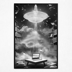 Cosmic Eclipsia: Bibliophilic Encounter - Framed